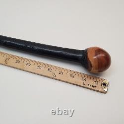 Canne de marche irlandaise vintage en shillelagh en prunellier laqué avec pointe en métal 36