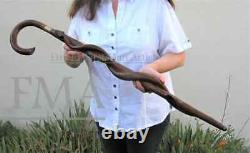 Canne de marche rare en bois avec motif de serpent - Cadeau