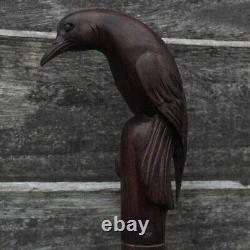 Canne en bois sculpté avec poignée en forme d'oiseau Dengers - Cadeau vintage