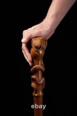Cobra Bâton De Marche Canne En Bois Bâton Unique Artisanat Sculpture Design Cadeau Article
