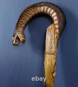 Cobra Brown Cane Collectionnable Bâton De Marche En Bois Gravé Tactique Look Élégant