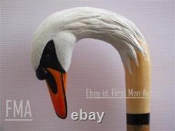 Cygne Bâton De Marche Main En Bois Sculptée Cygne Oiseau De Marche Cane Noël Meilleur Cadeau