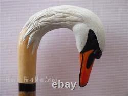 Cygne Bâton De Marche Main En Bois Sculptée Cygne Oiseau De Marche Cane Noël Meilleur Cadeau