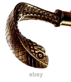 Designer Vintage Poignée en laiton de cobra pour canne en bois antique - CADEAU