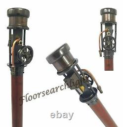 Détails Sur Nautical Brass Steam Engine Handle Wooden Walking Stick Brass