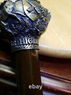 Dewar Highlander Knobbed Style Victorian Bâton De Marche En Bois/cane