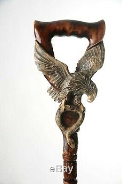 Eagle & Serpent Bâton De Marche En Bois Canne À La Main À La Main Sculpté Crafted Personnel