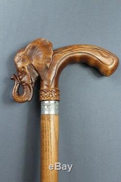 Éléphant Fait À La Main De Canne Bâton De Marche Cadeau D'accessoires Uniques Pour Hommes En Bois