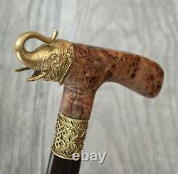 Elephant Stabilized Burl Handle Wooden Handmade Cane Walking Stick # A21