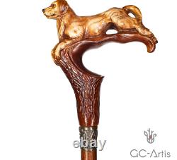 Golden Retriever Chien Labrador Canne En Bois Clair Canne À Pied Bois Sculptée Canne