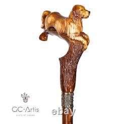 Golden Retriever Chien Labrador Canne En Bois Clair Canne À Pied Bois Sculptée Canne