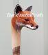 Hand Carverd Fox Bâton De Marche Cane -wood Sculpté Bâton Façonné Fox Bâton En Bois