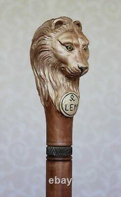 Lion Walking Stick Canne Sculptée Poignée En Bois Personnel Randonnée Personnalisé