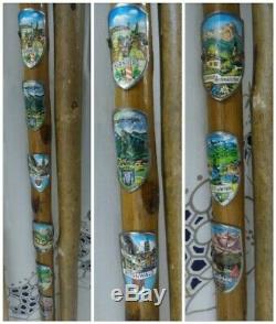 Lot De 9 Walking Vintage En Bois Stick & Canne Collection 6 Randonnée Médaillons