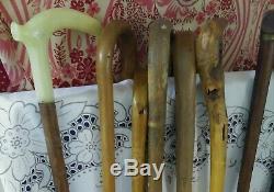 Lot De 9 Walking Vintage En Bois Stick & Canne Collection 6 Randonnée Médaillons