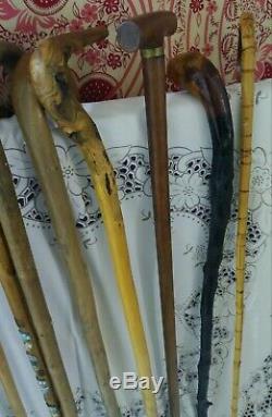 Lot De 9 Walking Vintage En Bois Stick & Canne Collection 6 Randonnée Médaillons