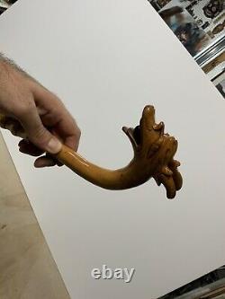 Marche En Bois Vintage Canne Bâton Dragon Poignée De Pierre Orb Sculpté À La Main 39