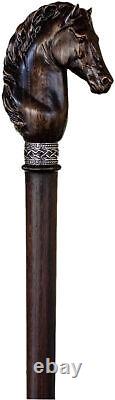 Personal Carved Horse Walking Stick Fancy Walking Cane Hand Carved Wooden Walking