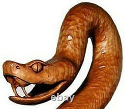 Poignée De Canne À Snake En Bois Sculptée À La Main Poignée De Canne À Snake Designer Cane