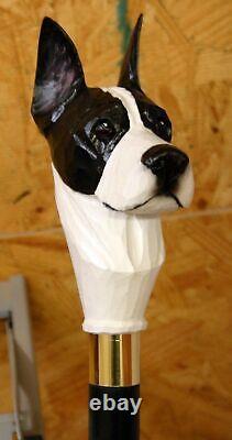 Poignée De Tête De Chien Canne De Marche Sculptée Bâton De Marche En Bois Cane Great Dane Cadeau