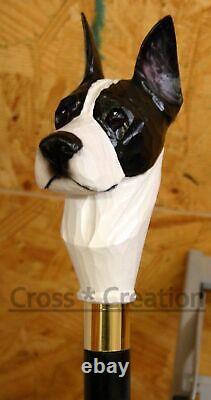 Poignée De Tête De Chien Canne De Marche Sculptée Bâton De Marche En Bois Cane Great Dane Cadeau