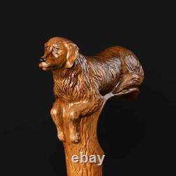 Poignée de chien sculptée à la main, canne de marche en bois avec un chien, le meilleur cadeau