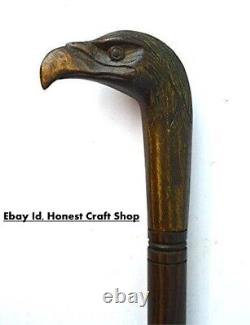 Poignée de tête d'aigle Canne de marche sculptée à la main Bâton de marche en bois Fait main Unique