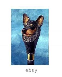 Poignée en bois sculptée à la main pour bâton de marche avec chien Bouvier Australien, canne de marche avec chien