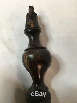 Sculpté En Bois Africain Marche 37 Noir Ébène Bâton / Canne Figural