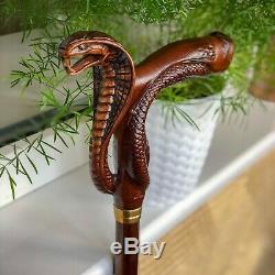 Serpent En Bois Marche Canne Bâton Cobra Pour Homme Femme Dames Main Gent Sculpté