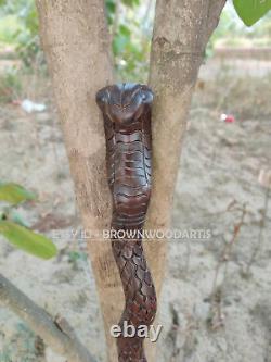 Serpent Sculpté Main Bâton De Marche En Bois Cobra Canne De Marche Meilleur Unisexe Unique