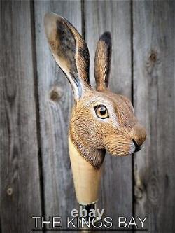 Tête De Hare Canne En Bois Bâton De Marche Main Sculptée Hare Canne De Marche Cadeau Unique