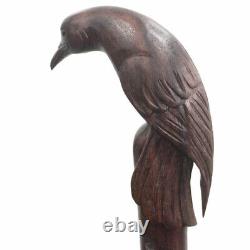 Translate this title in French: Canne en bois vintage avec poignée sculptée en forme d'oiseau, cadeau haut de gamme de Dengers.