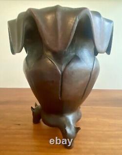 Vase en bois sculpté Vgt Vessel Urn Walking Stick Umbrella Stand Statue des années 1920