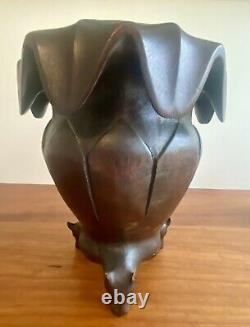Vase en bois sculpté Vgt Vessel Urn Walking Stick Umbrella Stand Statue des années 1920