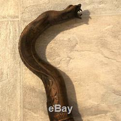 Vintage Serpent Cobra En Bois Sculpté Bâton De Marche 39