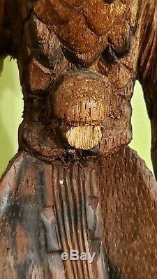 Vtg Bâton De Marche En Bois Poignée Main Tête D'aigle Sculpté À La Main Soutien Canes